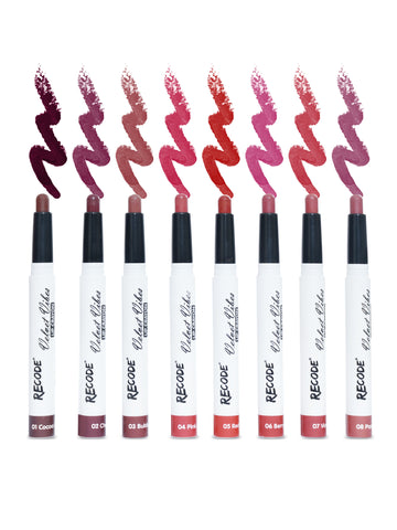 Recode Smudge-proof and waterproof Lip Crayon Set Of 8 (1.5 G X 8)