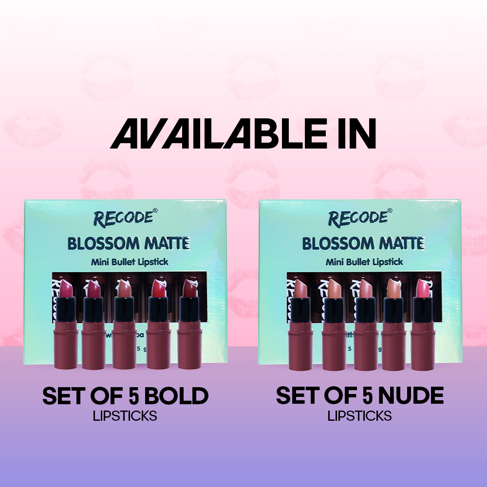 Recode Nude Blossom Matte Mini Bullet Lipstick Set Of 5 (5 X 1.5 G)