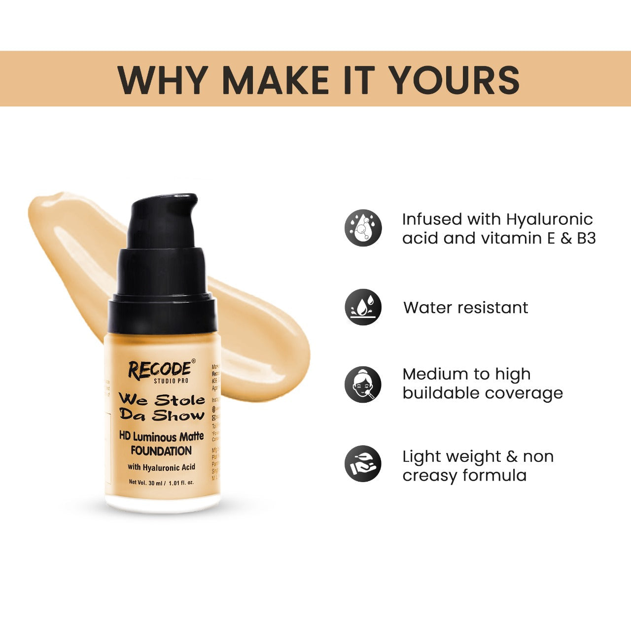 03 HD Luminous Matte Foundation 30 ML 03 Sindhu