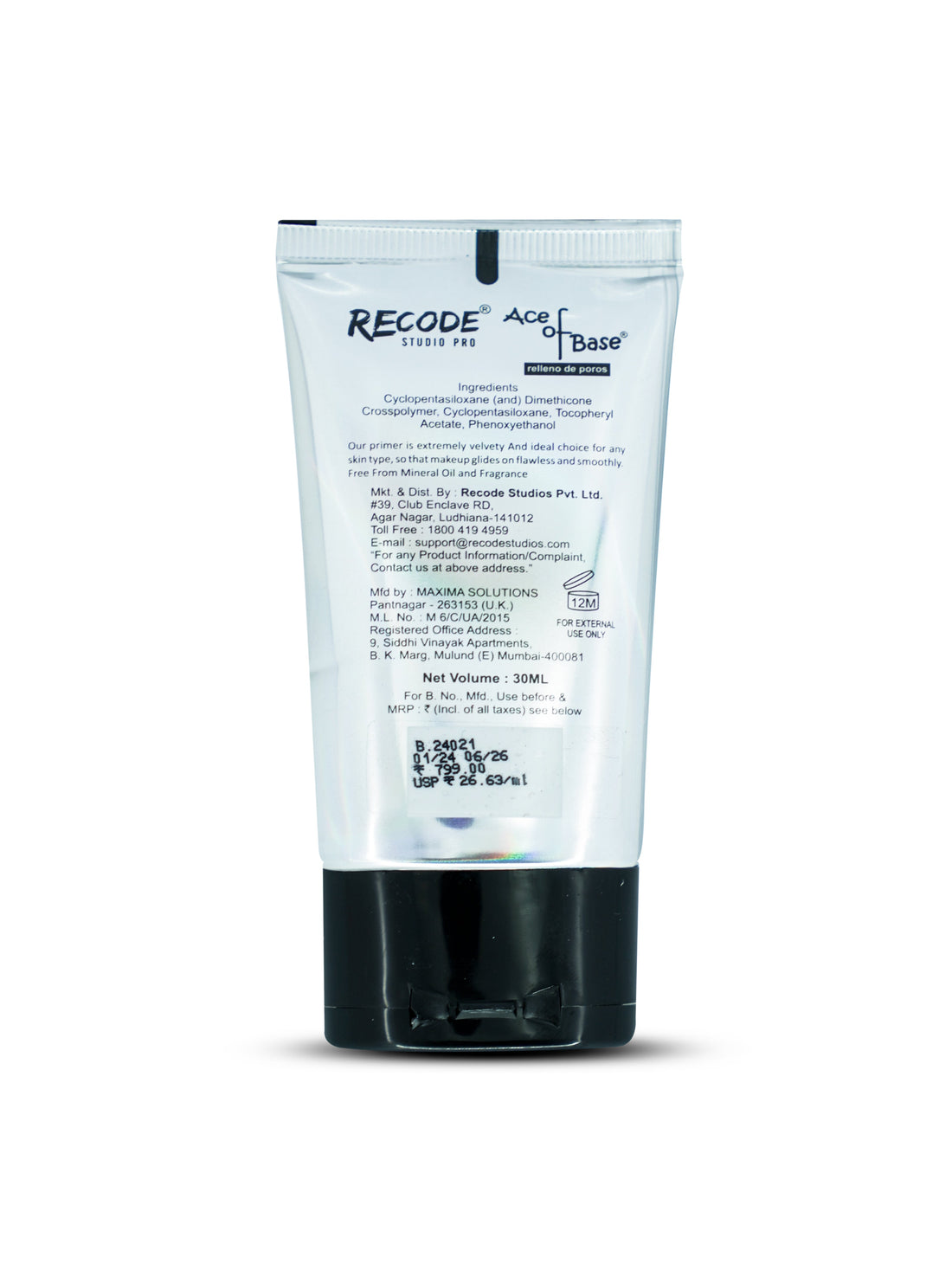 Recode Makeup Primer 30 ML for Oily Skin & Dry Skin  - Ace Of Base Primer
