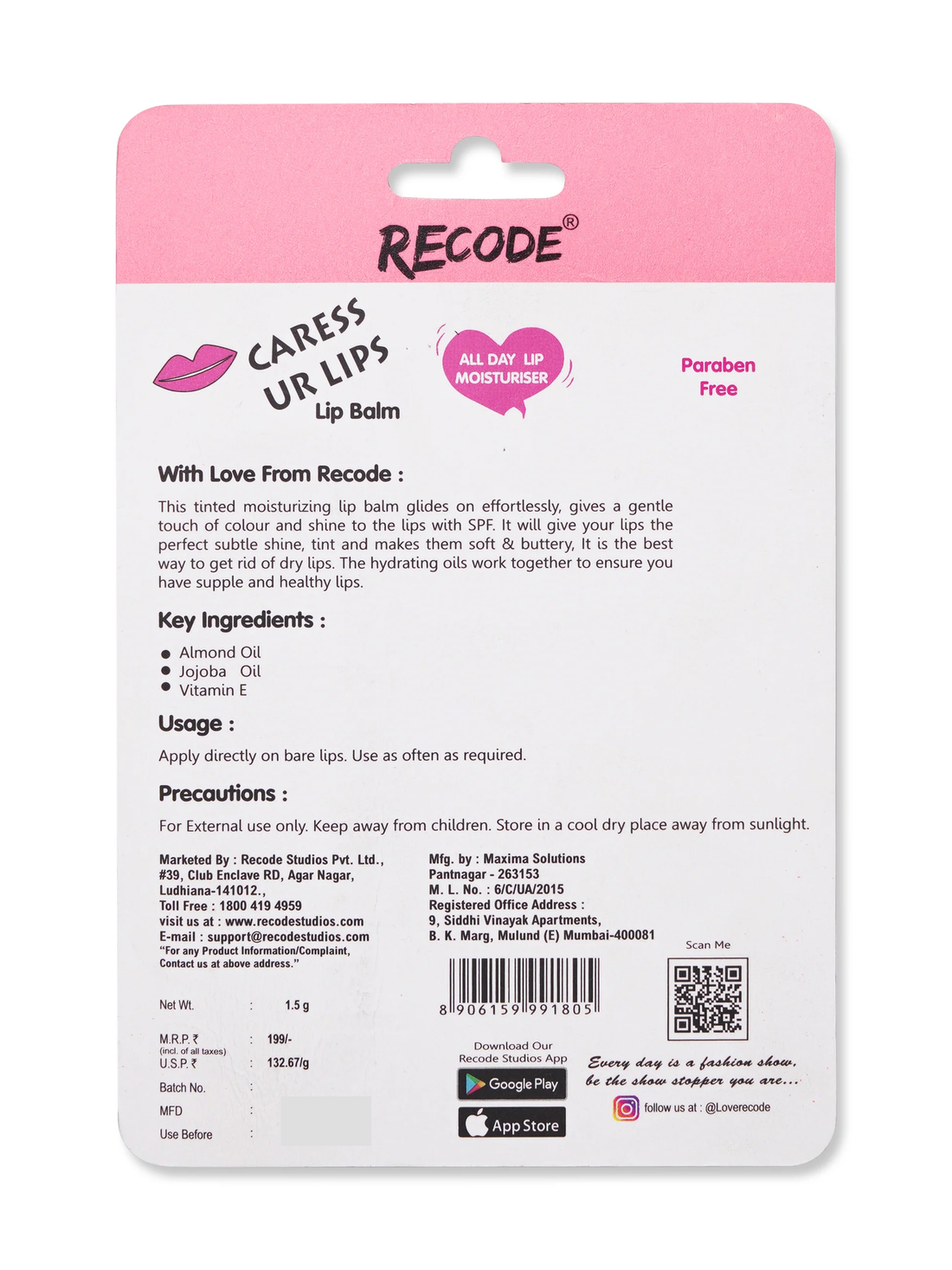 Heliotropium Recode Lip Balm Heliotropium 1.50 G