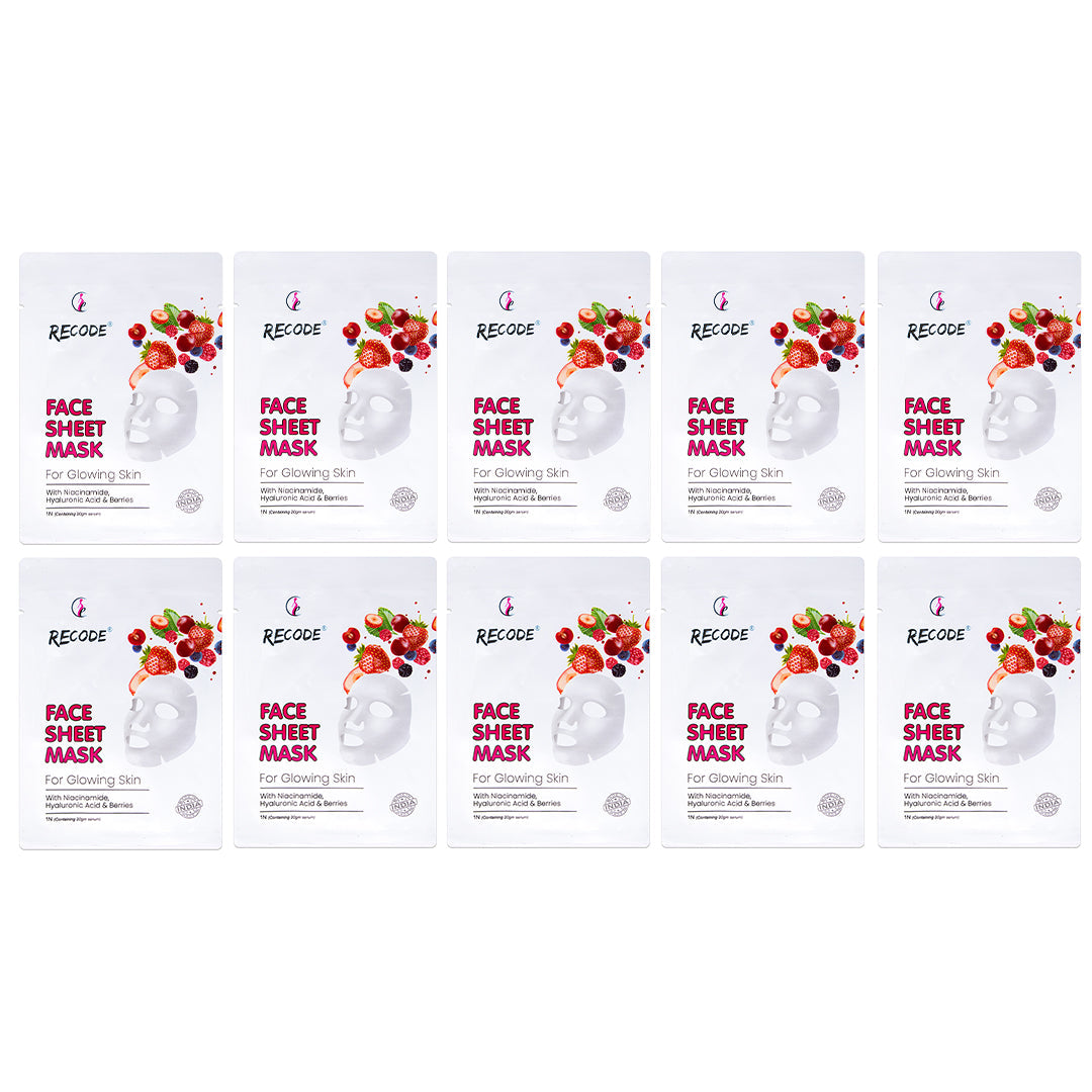 Recode Face Sheet Mask For Glowing Skin Pack of 10