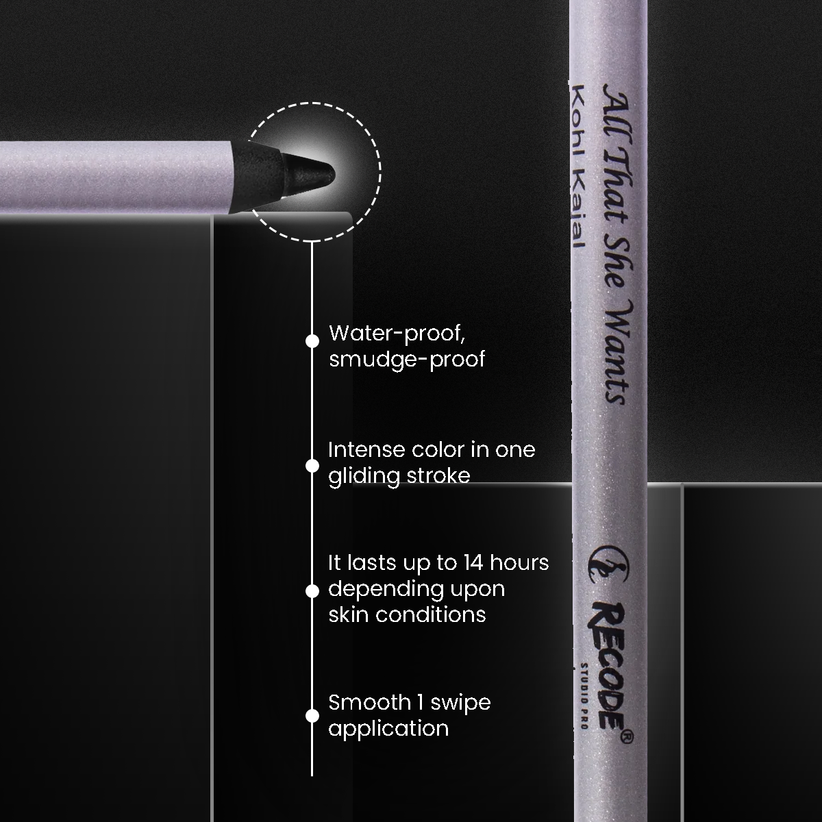 Recode Black Kohl Kajal Pencil (Made in Germany) All That She Wants 1.20 G