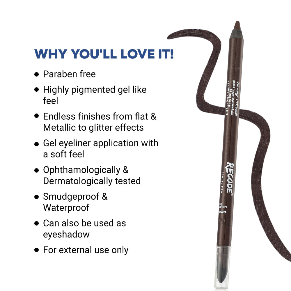 Recode Turning Heads Brown Crayon Gel Eyeliner Cum Kajal Pencil 1.20 G