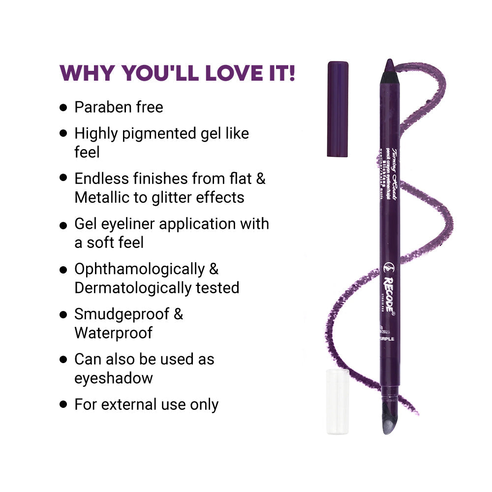 Recode Turning Heads Jamunia Purple Crayon Gel Eyeliner Cum Kajal Pencil 1.20 G