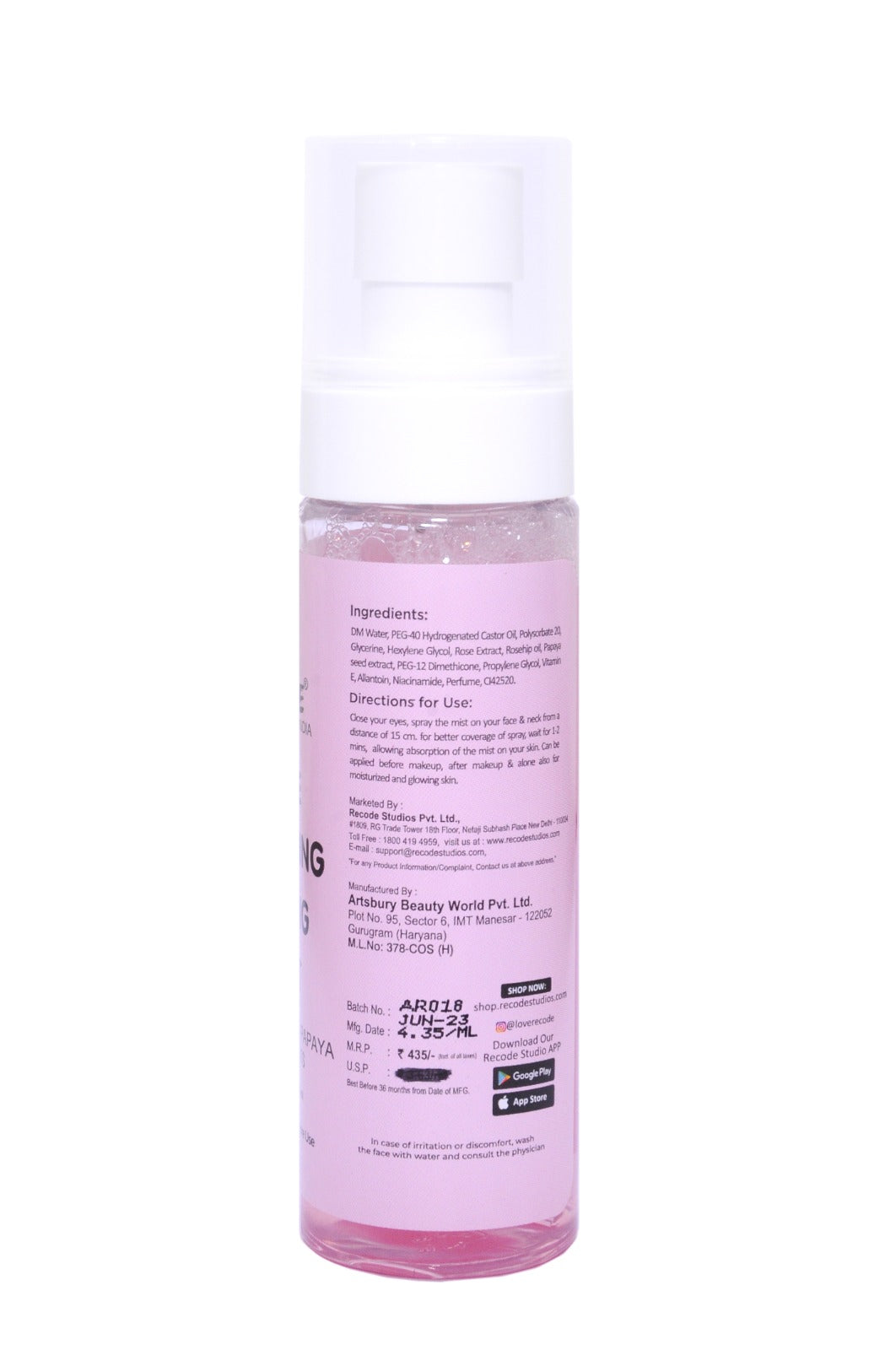 Rose Blooming Toning Face Mist Toner - 100 ML