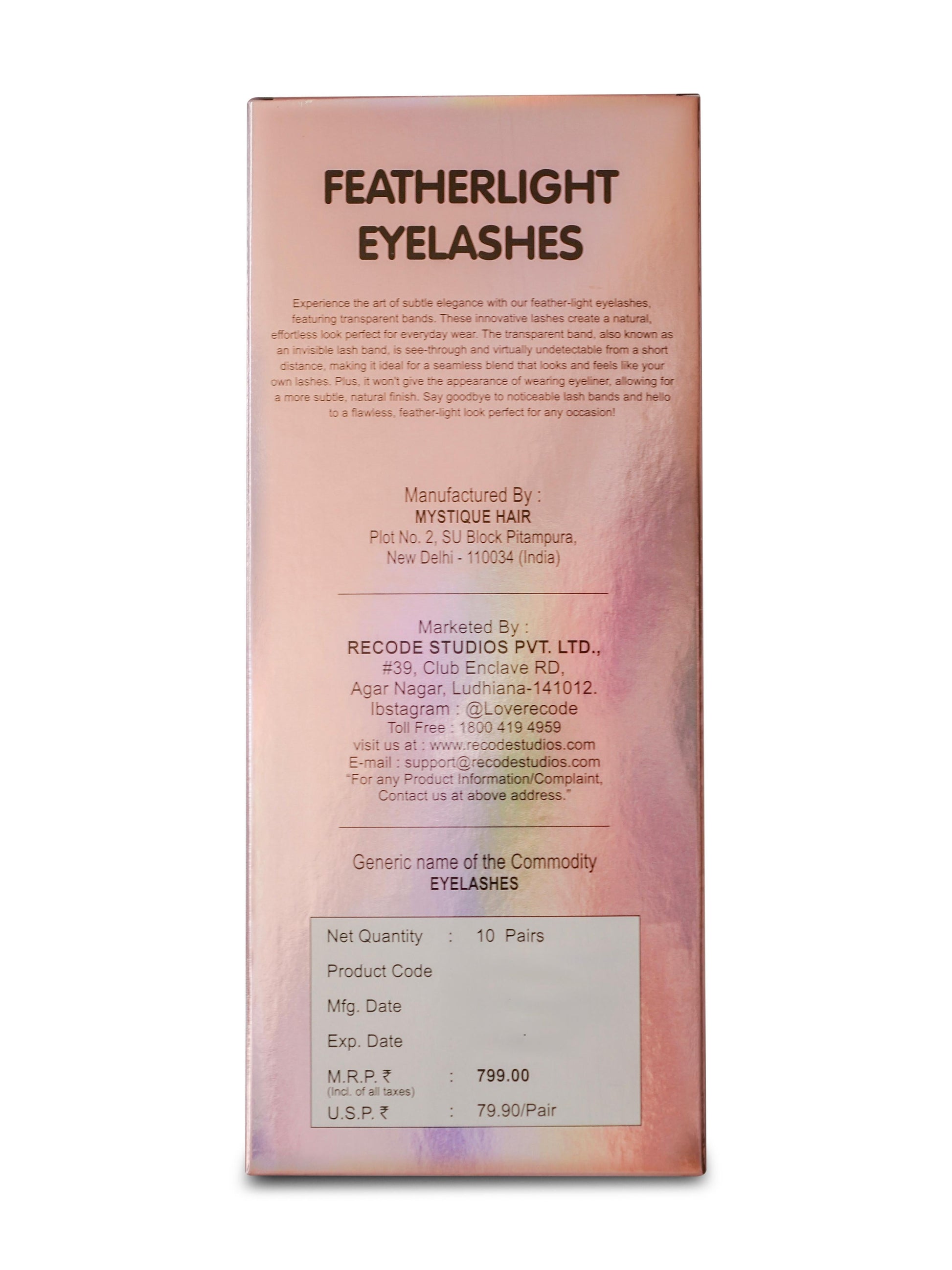 Recode RE08/D40 Featherlight Eyelashes-Transparent Band